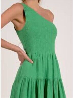 Lush Clothing green one-shoulder mini dress Size Small